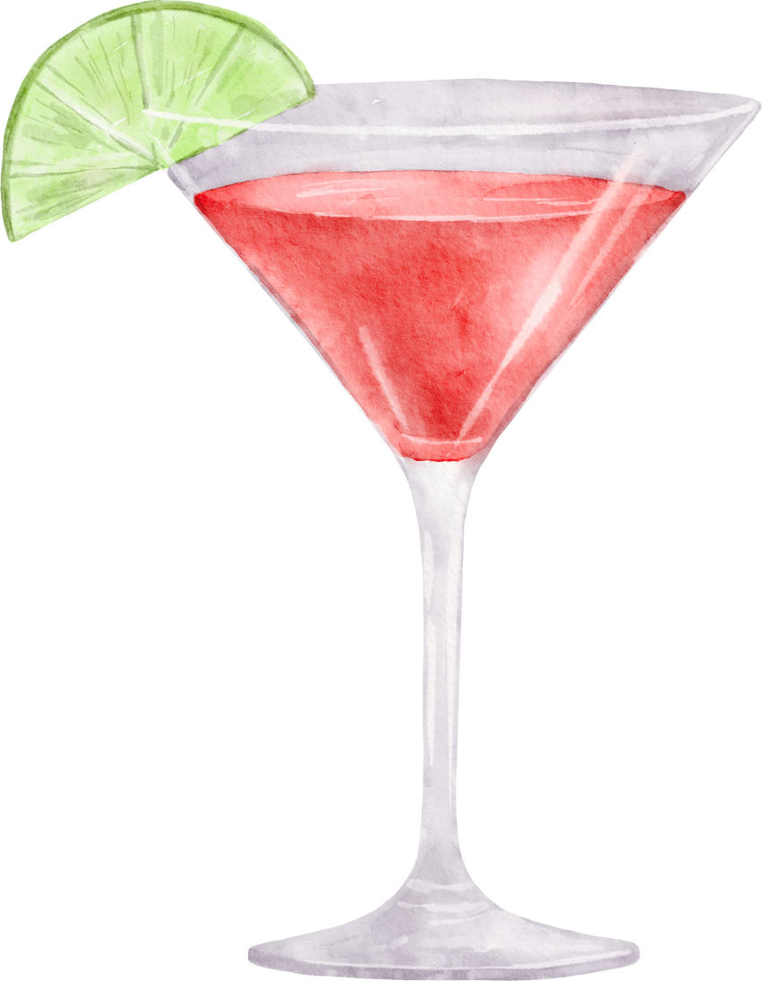 Watercolor cocktail Cosmopolitan